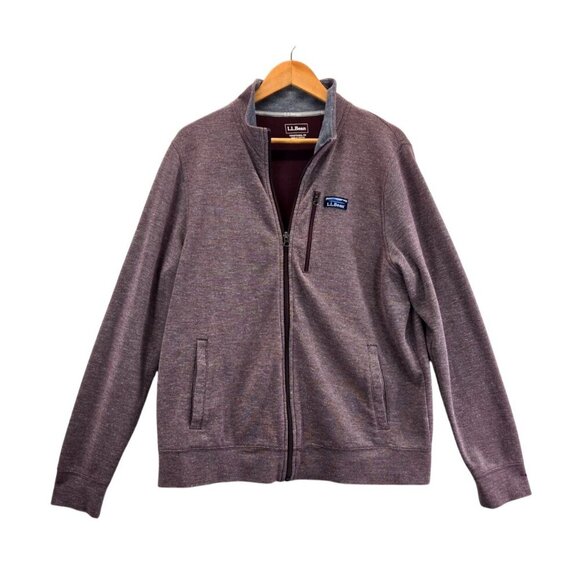 LL Bean Sweatshirt Jacket Full-Zip Plum Weave M Cotton Polyester Traditional Fit - Picture 1 of 14